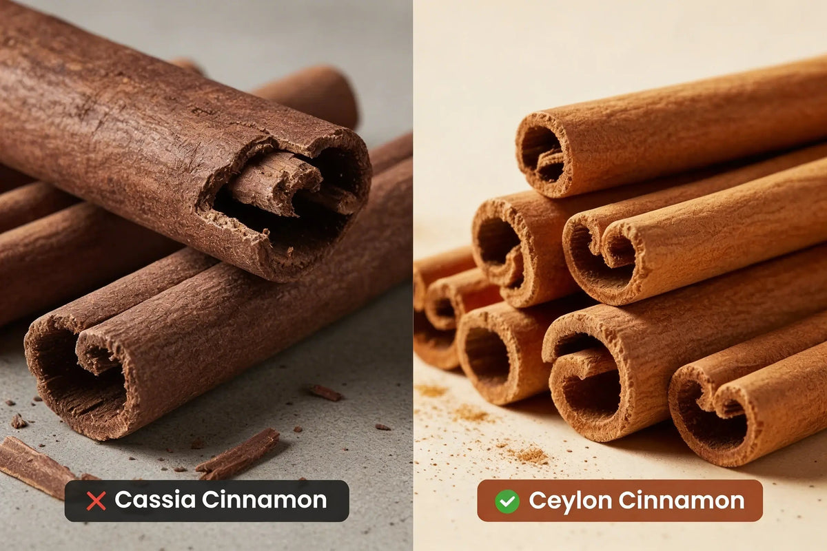 Authentic Ceylon cinnamon compared with Cassia